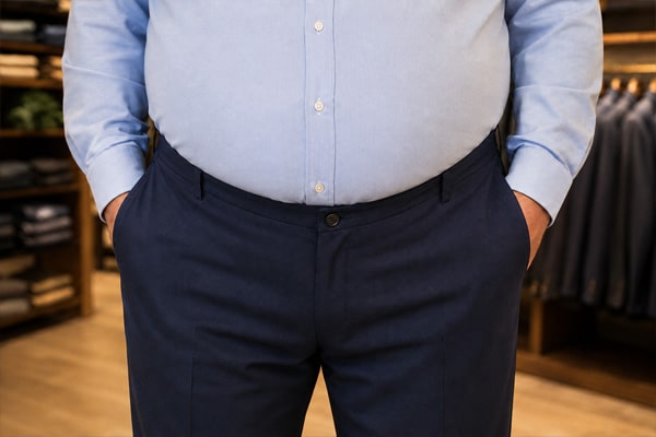Grote maat broeken met een U-vorm aan de bovenkant
